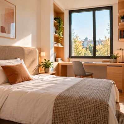 Cabecero tapizado para habitación de residencia de estudiantes